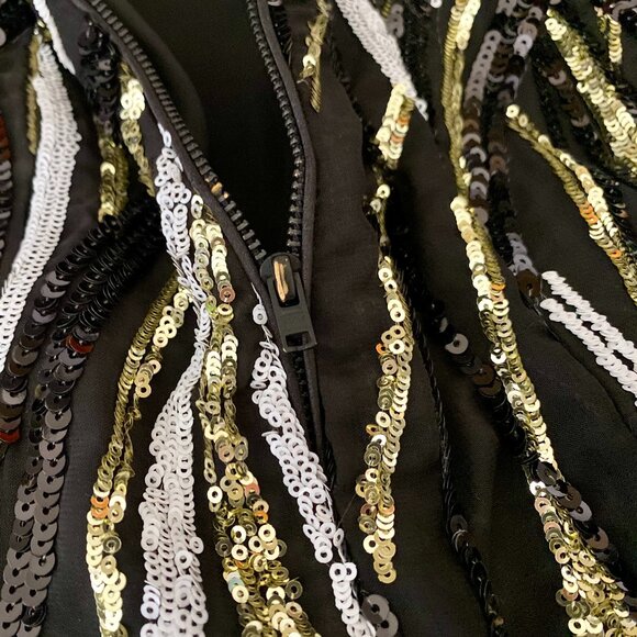 Halpern Sequin Striped Minidress 34 (0) in Dark - Picture 3 of 8